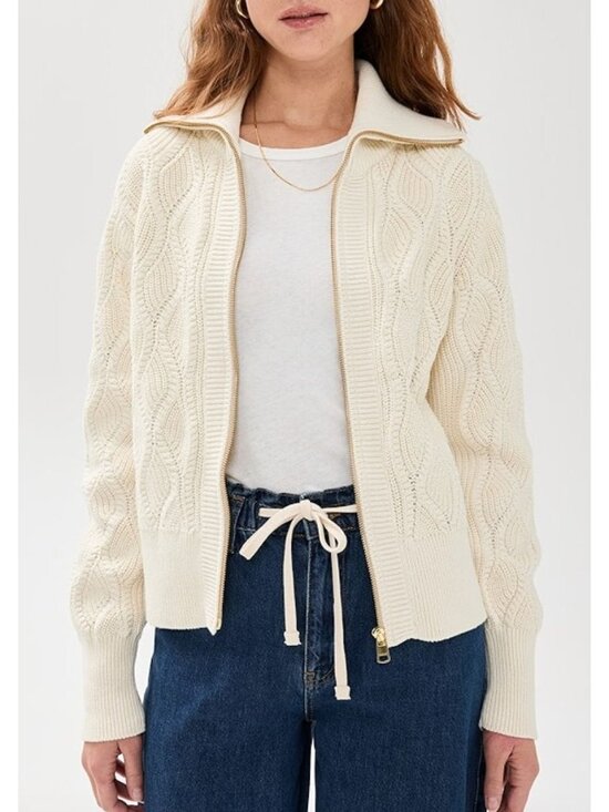 Varley Sweaters - NWT Varley Lando Full Zip Knit Sweater Cardigan Birch White Size Small